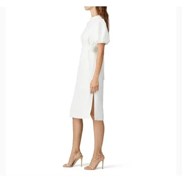 Caara Dress Size Small Fritz High Neck Puff Sleeves Ivory - Picture 7 of 11